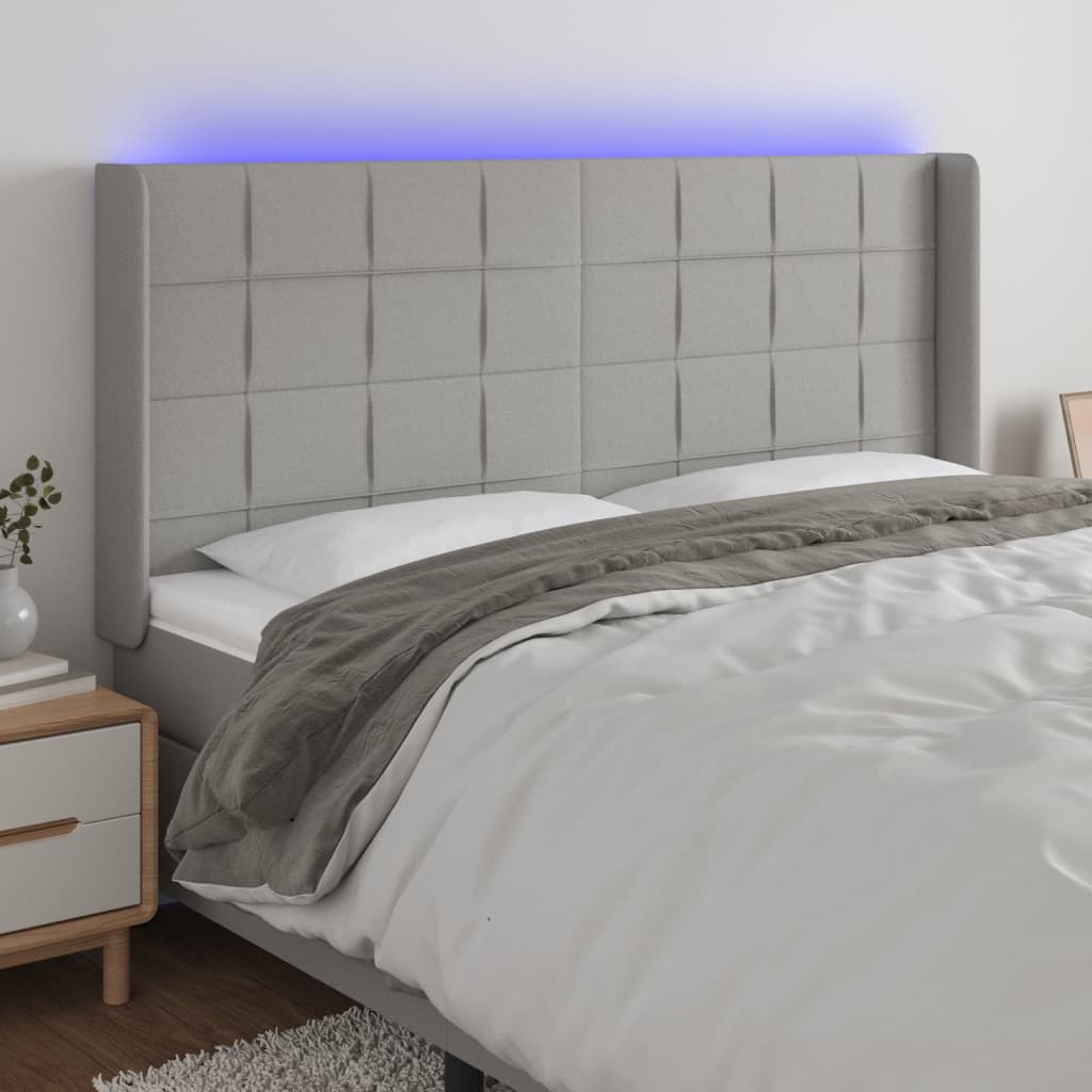 vidaXL Hoofdbord LED 83x16x78/88 cm stof lichtgrijs