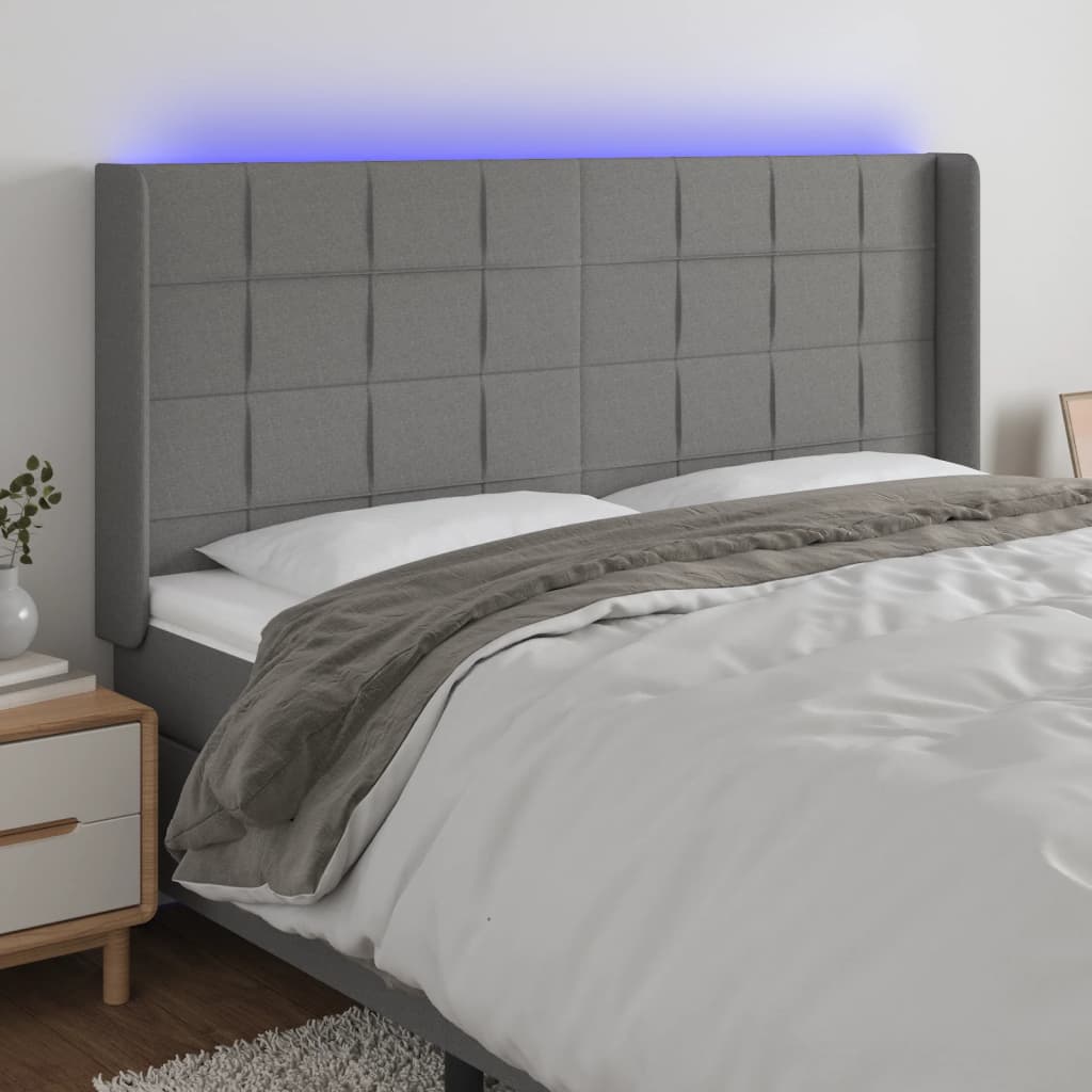 vidaXL Hoofdbord LED 83x16x78/88 cm stof lichtgrijs