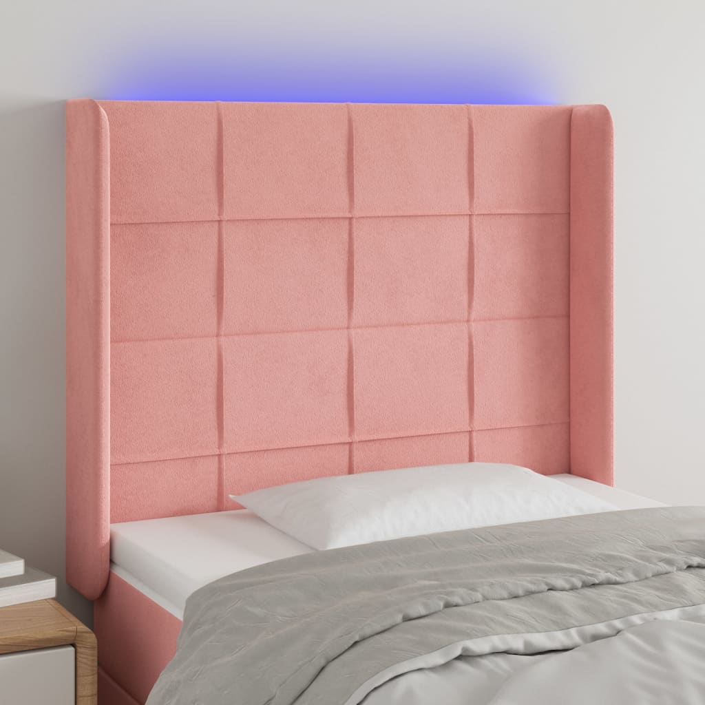 vidaXL Hoofdbord LED 83x16x78/88 cm fluweel lichtgrijs