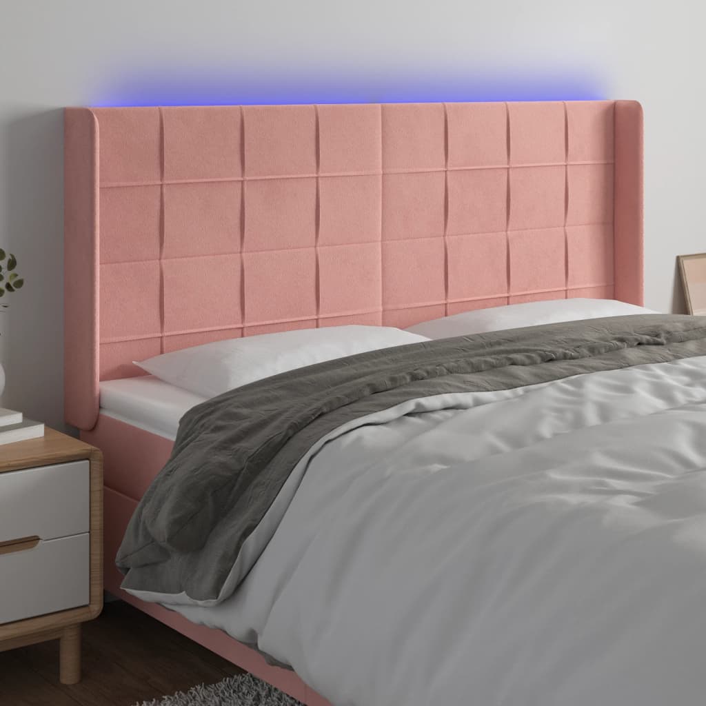 vidaXL Hoofdbord LED 83x16x78/88 cm fluweel lichtgrijs