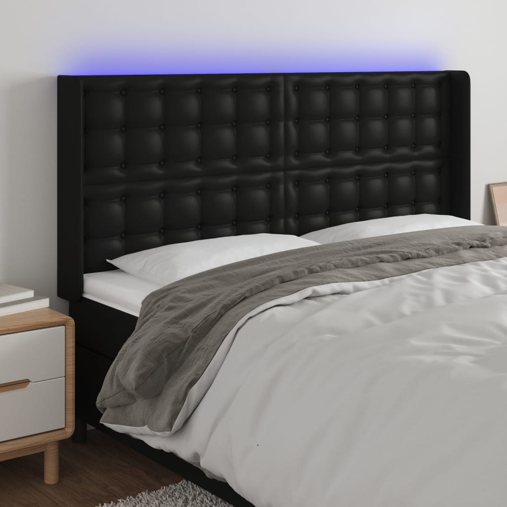 vidaXL Hoofdbord LED 83x16x78/88 cm kunstleer zwart