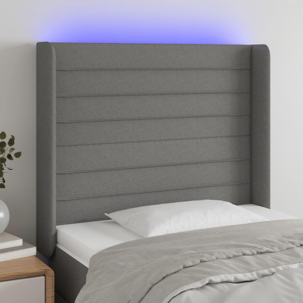 vidaXL Hoofdbord LED 83x16x78/88 cm stof lichtgrijs