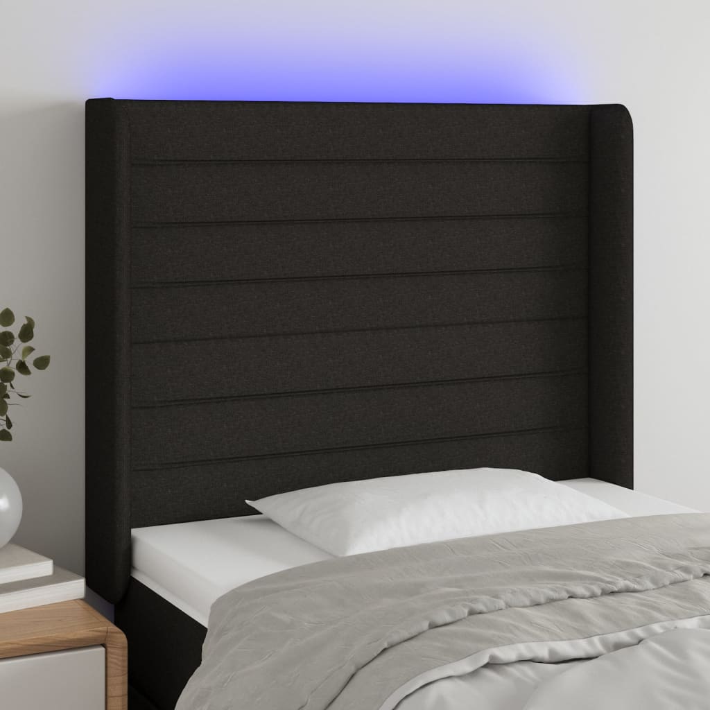 vidaXL Hoofdbord LED 83x16x78/88 cm stof lichtgrijs