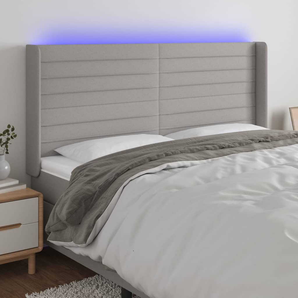 vidaXL Hoofdbord LED 83x16x78/88 cm stof lichtgrijs