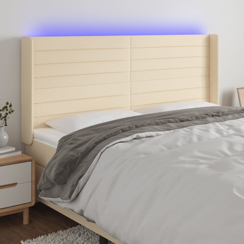 vidaXL Hoofdbord LED 83x16x78/88 cm stof lichtgrijs
