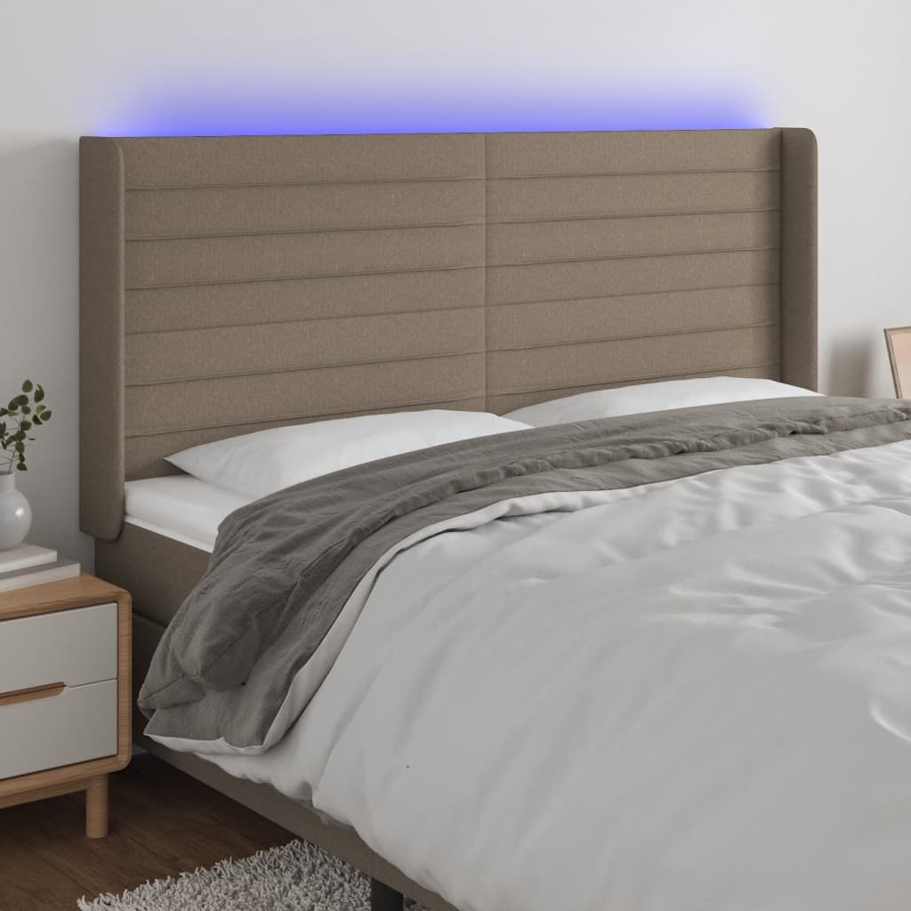 vidaXL Hoofdbord LED 83x16x78/88 cm stof lichtgrijs