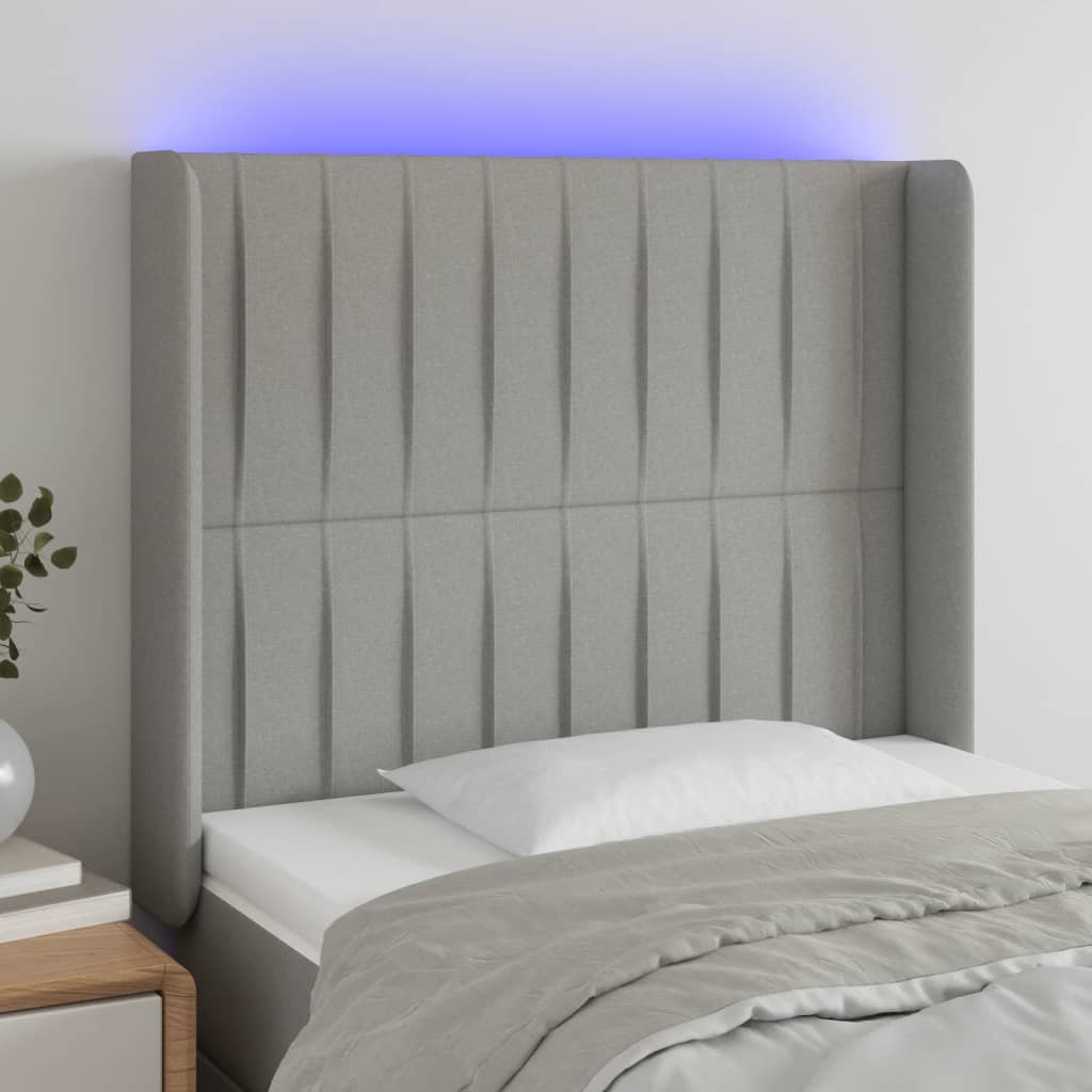 vidaXL Hoofdbord LED 83x16x78/88 cm stof lichtgrijs