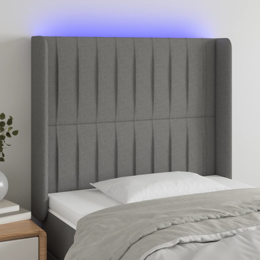 vidaXL Hoofdbord LED 83x16x78/88 cm stof lichtgrijs