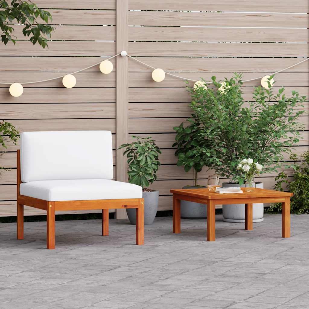 vidaXL Tuinhoekbanken 2 st met kussens acaciahout & touw