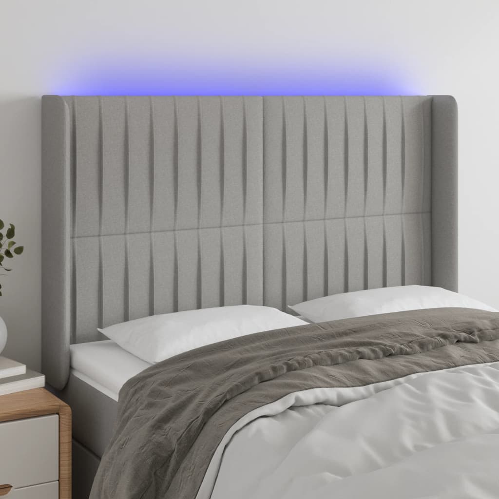 vidaXL Hoofdbord LED 83x16x78/88 cm stof lichtgrijs