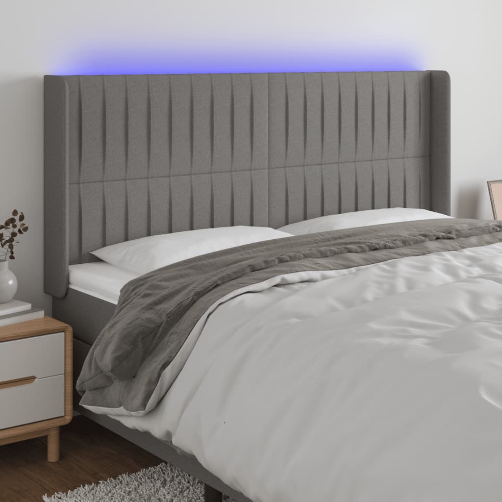 vidaXL Hoofdbord LED 83x16x78/88 cm stof lichtgrijs