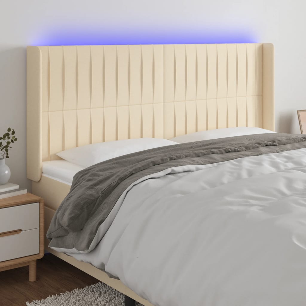 vidaXL Hoofdbord LED 83x16x78/88 cm stof lichtgrijs