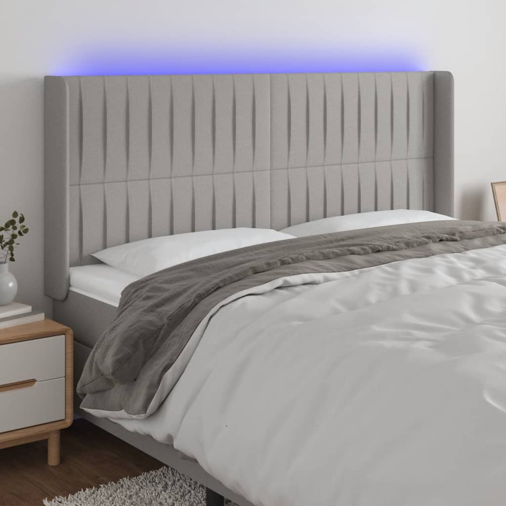 vidaXL Hoofdbord LED 83x16x78/88 cm stof lichtgrijs
