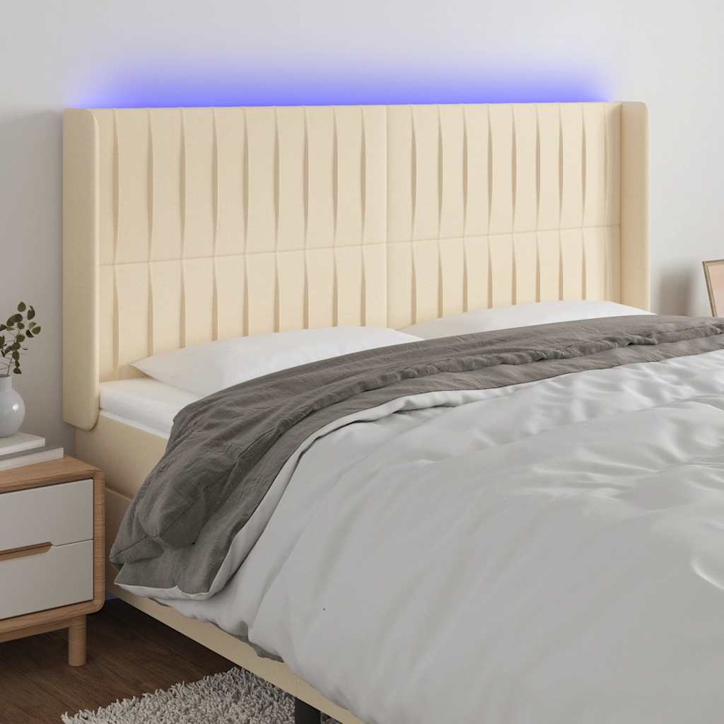 vidaXL Hoofdbord LED 83x16x78/88 cm stof lichtgrijs