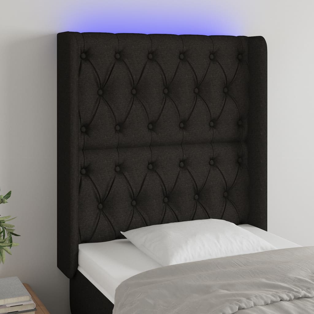 vidaXL Hoofdbord LED 83x16x78/88 cm stof lichtgrijs