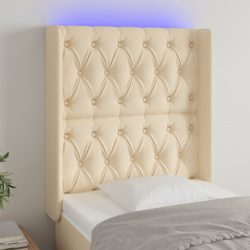 vidaXL Hoofdbord LED 83x16x78/88 cm stof lichtgrijs