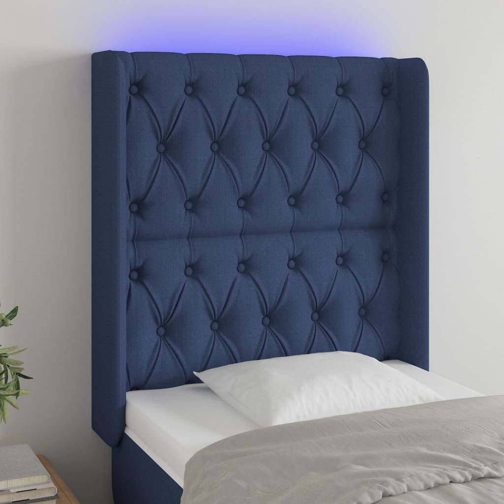 vidaXL Hoofdbord LED 83x16x78/88 cm stof lichtgrijs