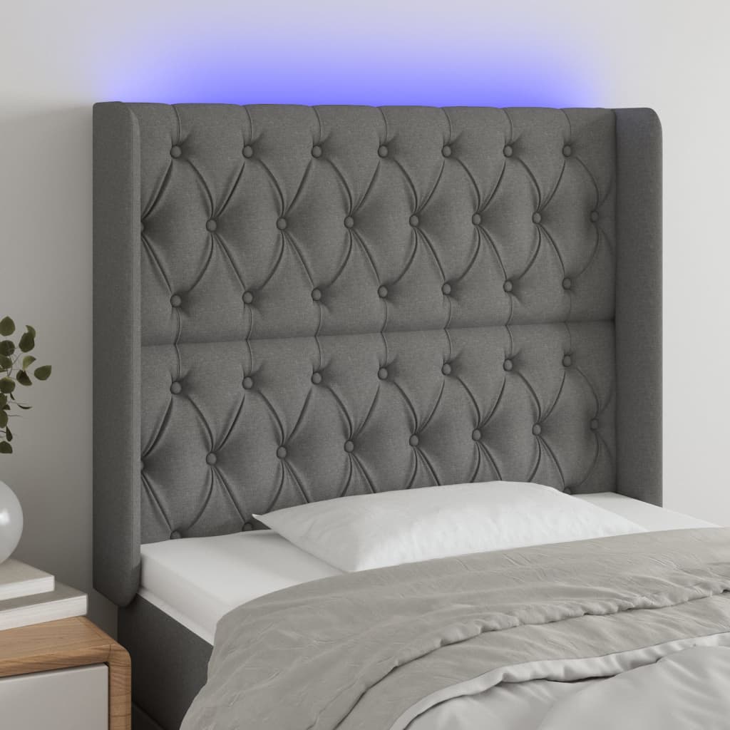 vidaXL Hoofdbord LED 83x16x78/88 cm stof lichtgrijs
