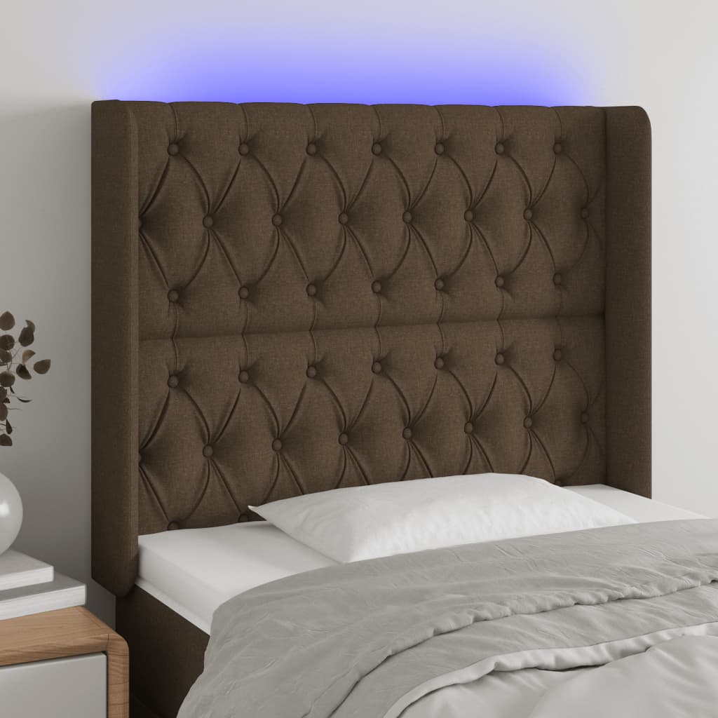 vidaXL Hoofdbord LED 83x16x78/88 cm stof lichtgrijs