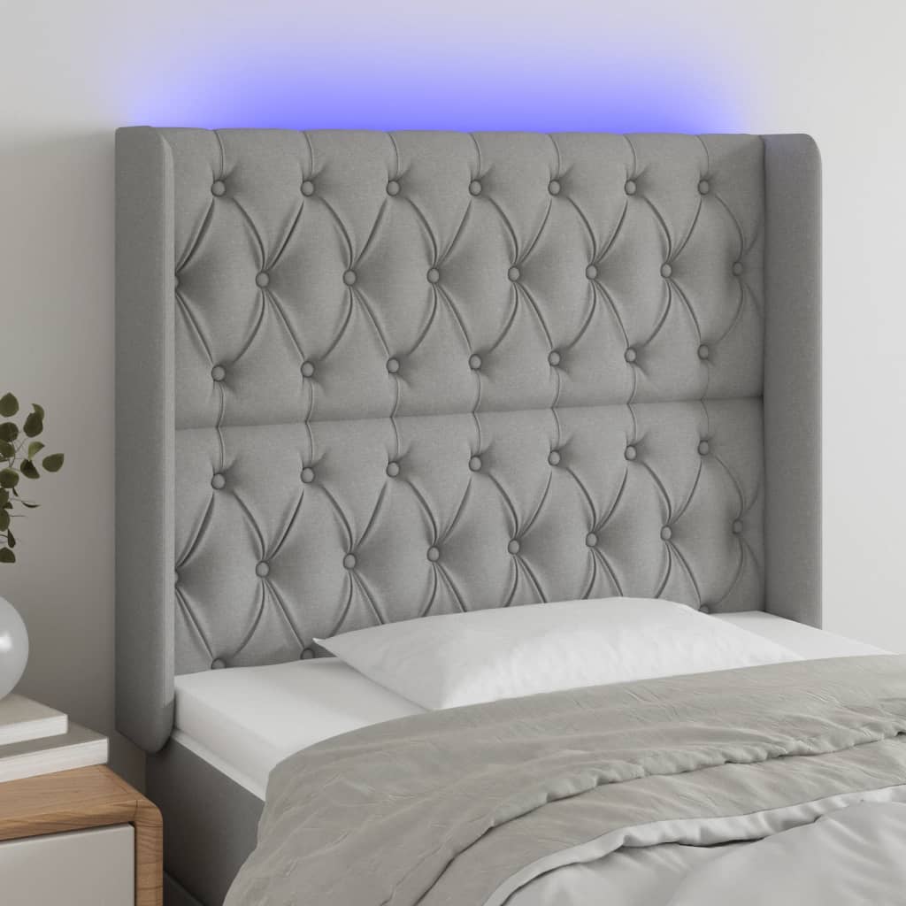 vidaXL Hoofdbord LED 83x16x78/88 cm stof lichtgrijs