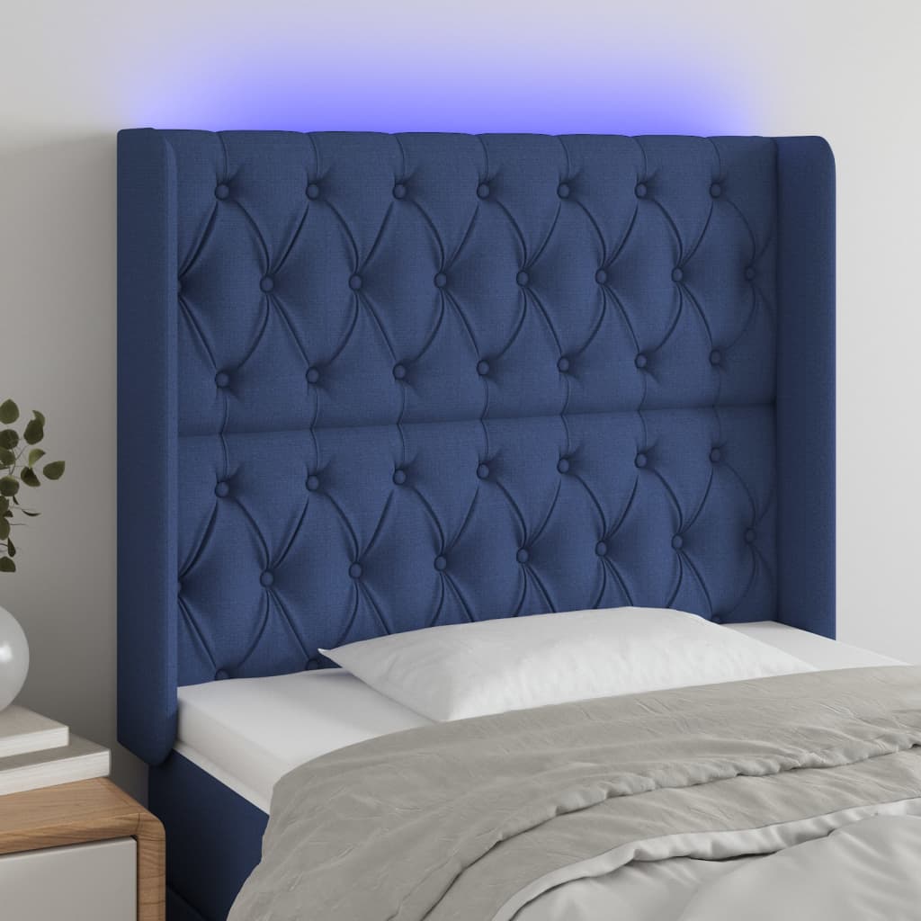 vidaXL Hoofdbord LED 83x16x78/88 cm stof lichtgrijs
