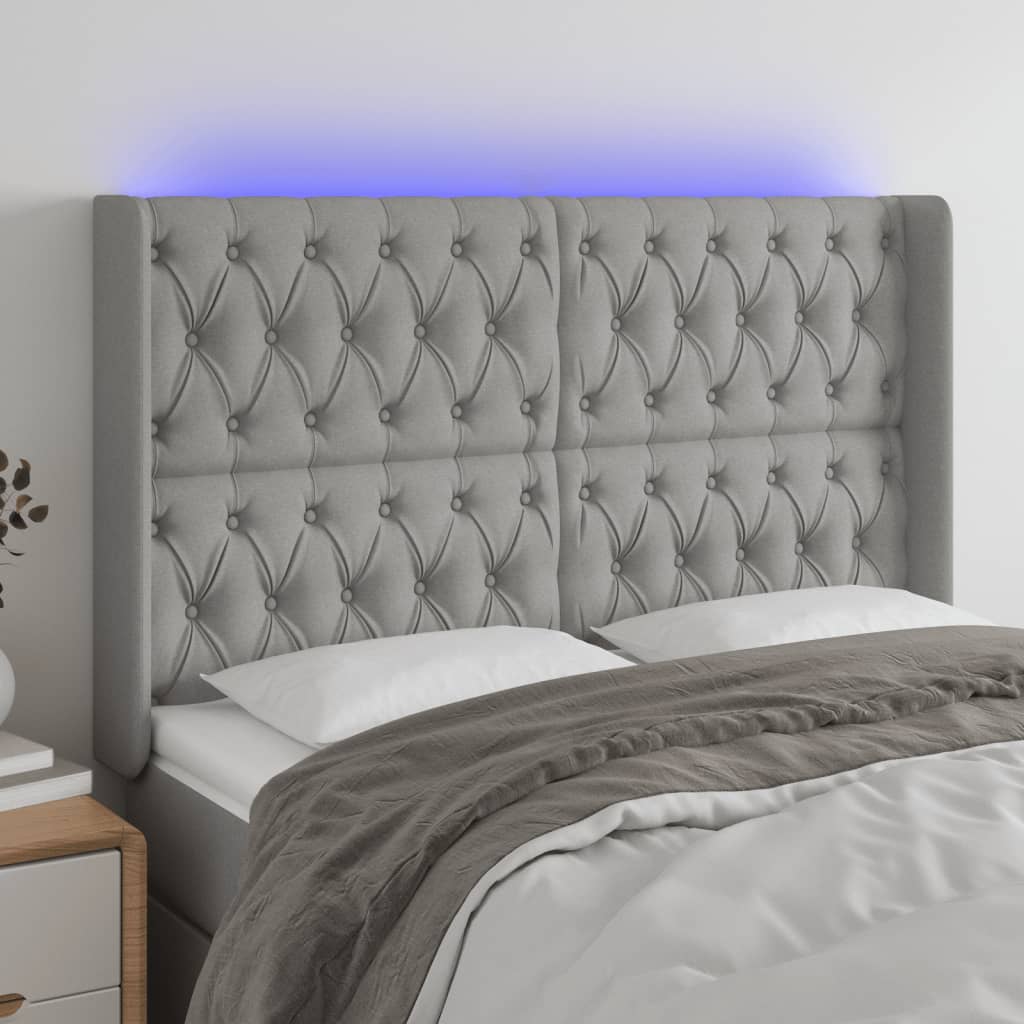 vidaXL Hoofdbord LED 83x16x78/88 cm stof lichtgrijs