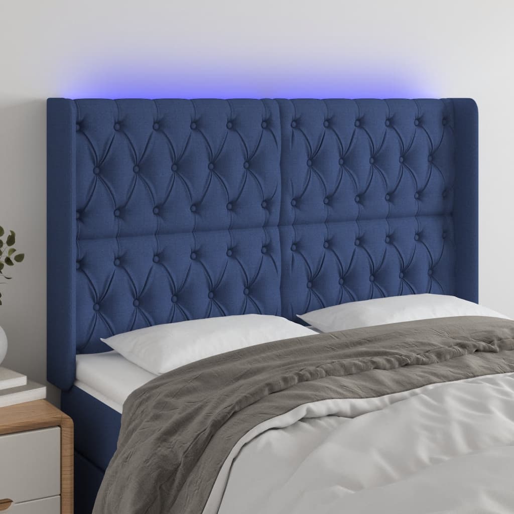 vidaXL Hoofdbord LED 83x16x78/88 cm stof lichtgrijs