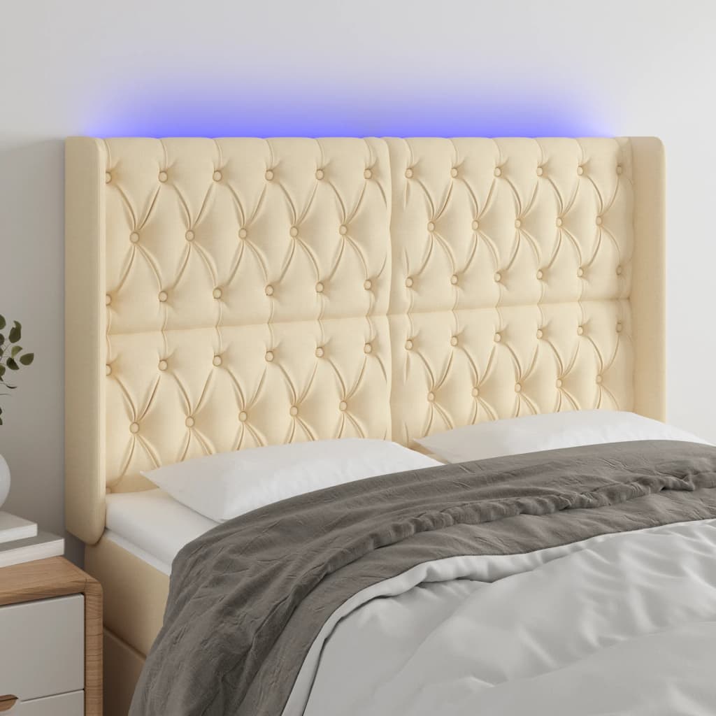 vidaXL Hoofdbord LED 83x16x78/88 cm stof lichtgrijs