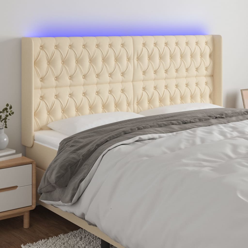 vidaXL Hoofdbord LED 83x16x78/88 cm stof lichtgrijs