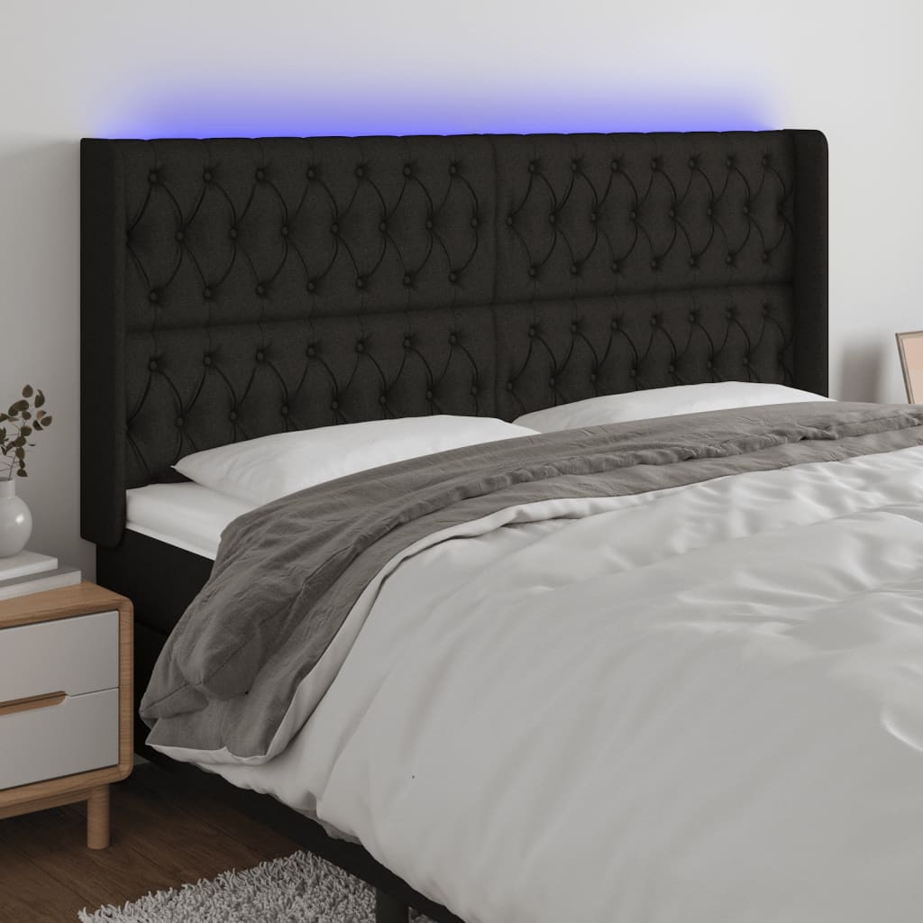 vidaXL Hoofdbord LED 83x16x78/88 cm stof lichtgrijs