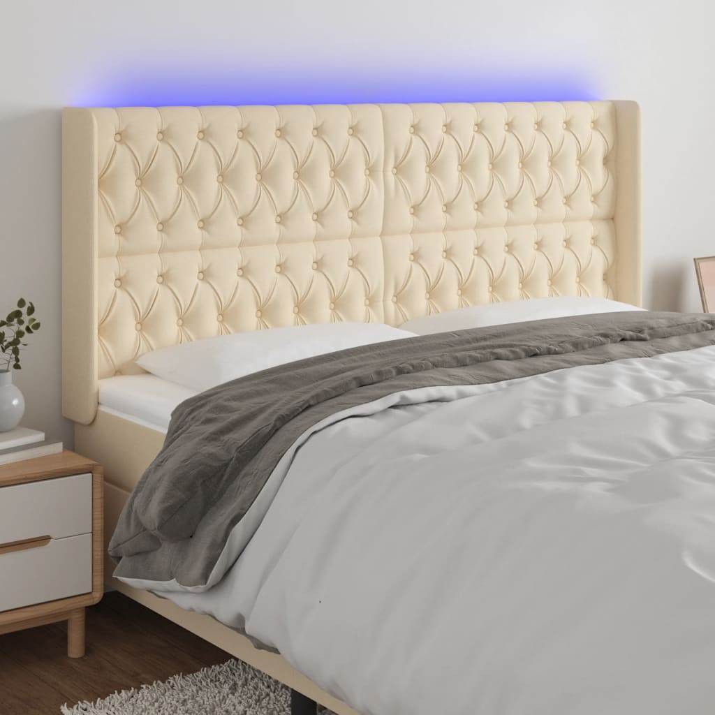 vidaXL Hoofdbord LED 83x16x78/88 cm stof lichtgrijs