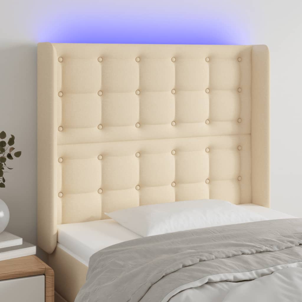 vidaXL Hoofdbord LED 83x16x78/88 cm stof lichtgrijs