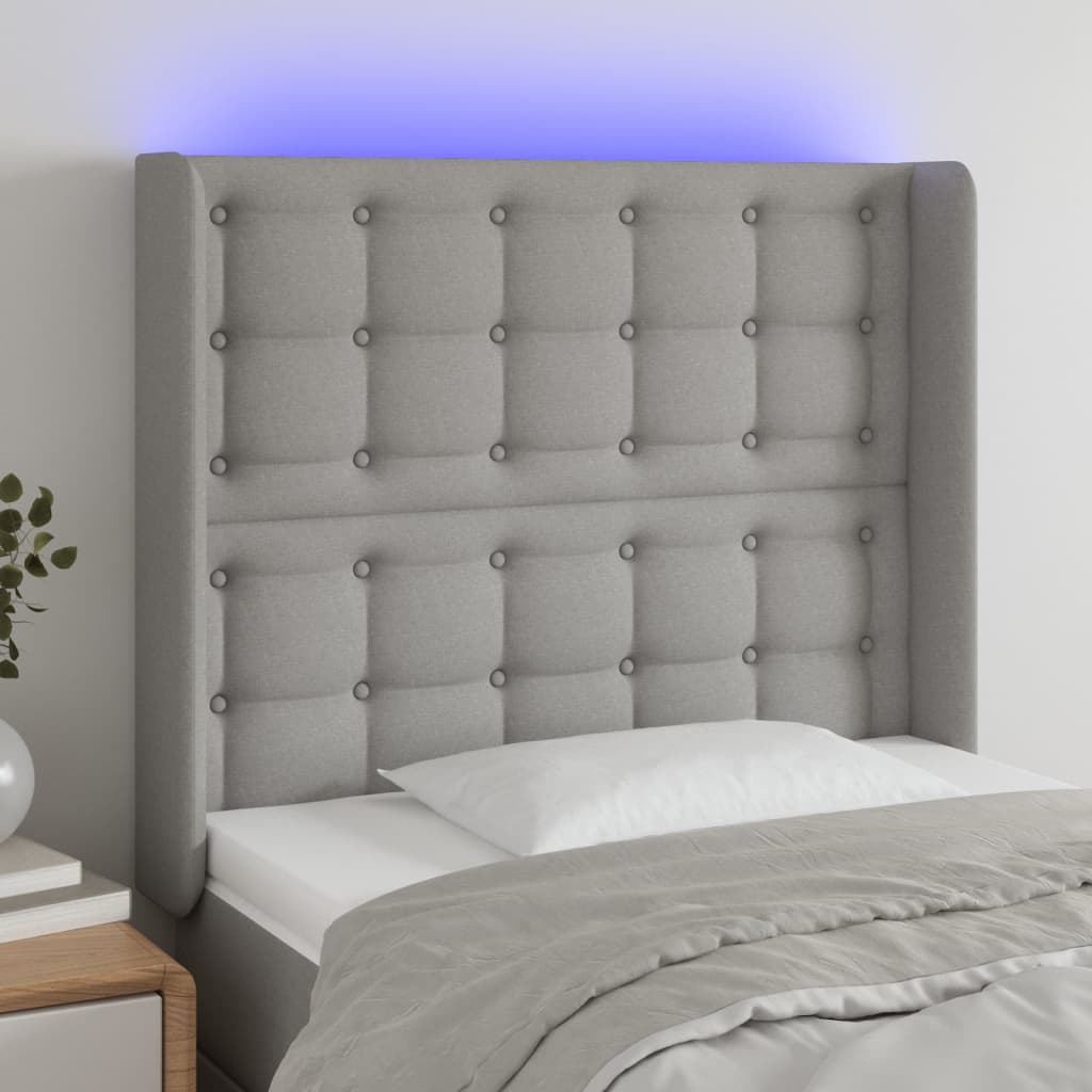 vidaXL Hoofdbord LED 83x16x78/88 cm stof lichtgrijs