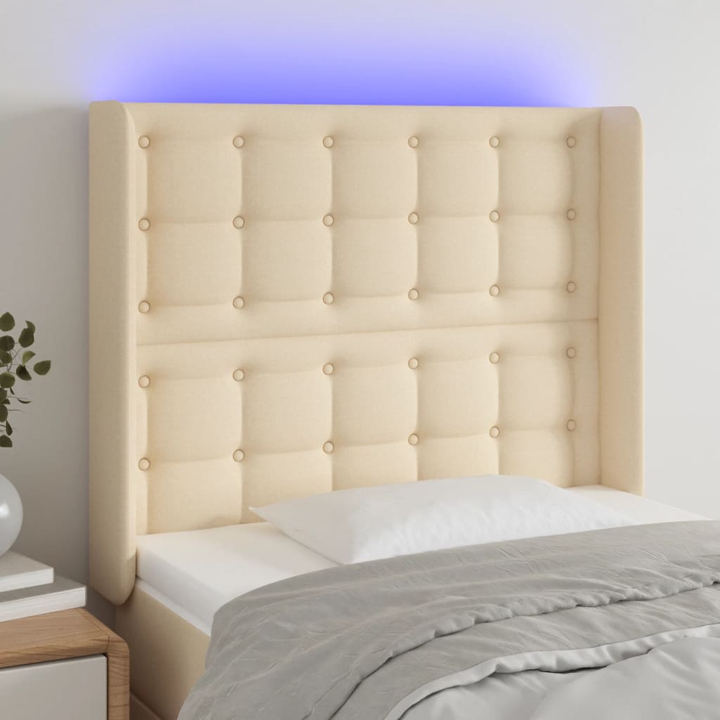 vidaXL Hoofdbord LED 83x16x78/88 cm stof lichtgrijs