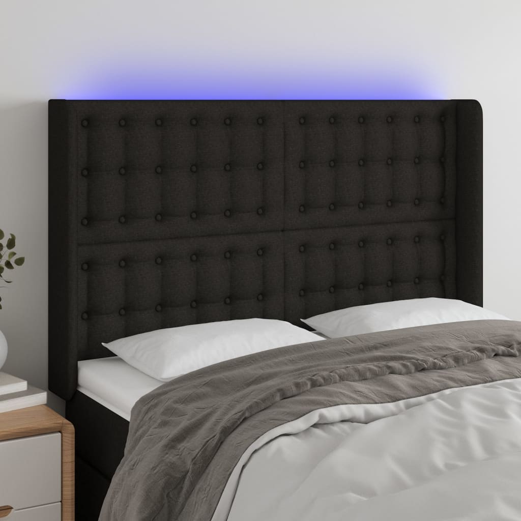 vidaXL Hoofdbord LED 83x16x78/88 cm stof lichtgrijs