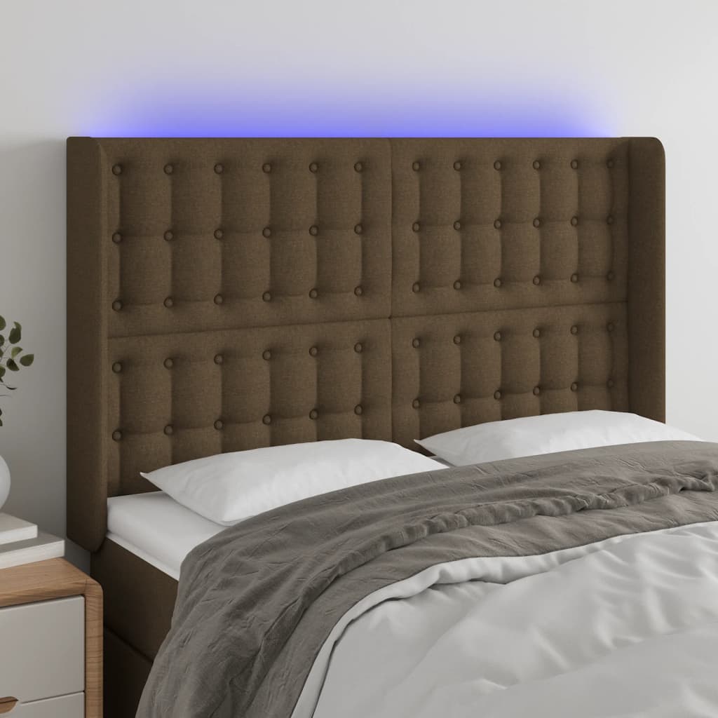 vidaXL Hoofdbord LED 83x16x78/88 cm stof lichtgrijs