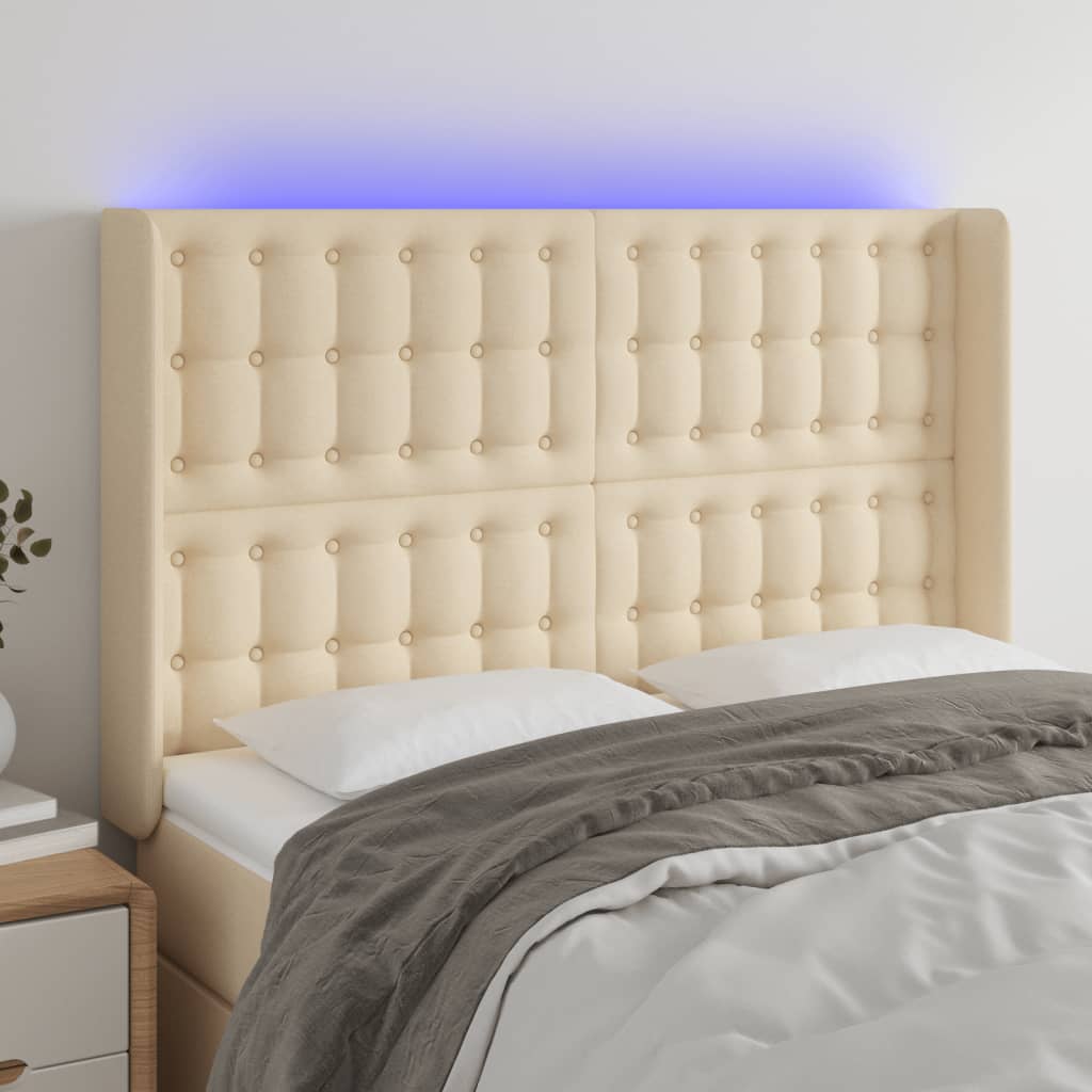 vidaXL Hoofdbord LED 83x16x78/88 cm stof lichtgrijs