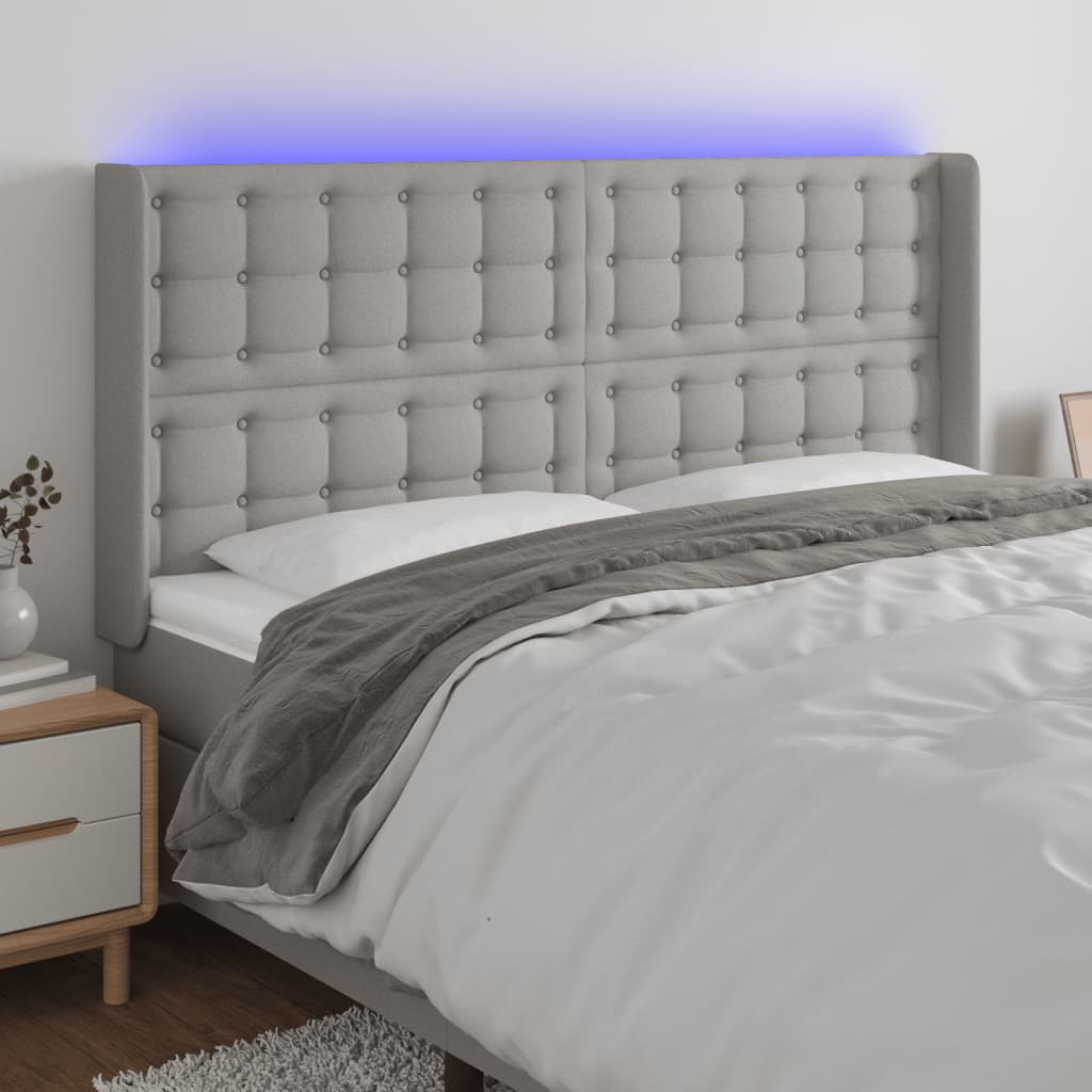 vidaXL Hoofdbord LED 83x16x78/88 cm stof lichtgrijs
