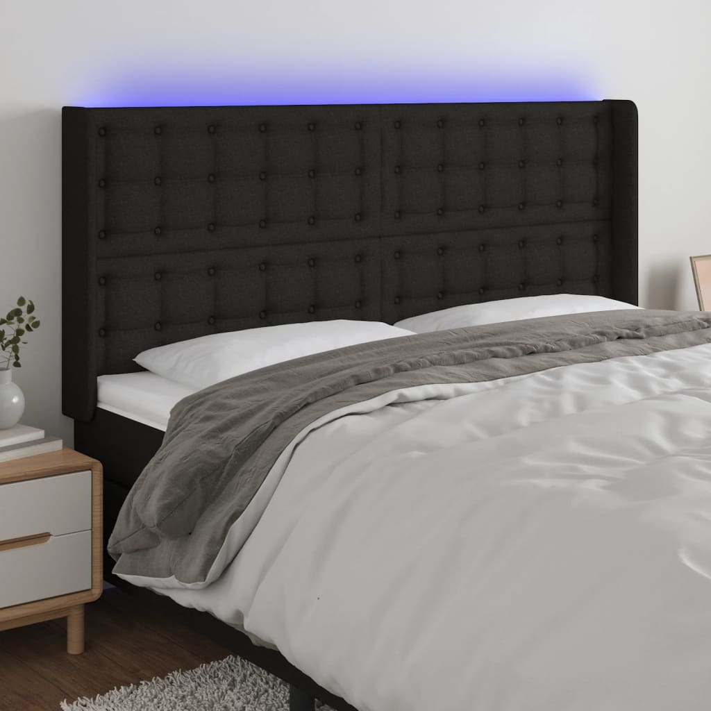 vidaXL Hoofdbord LED 83x16x78/88 cm stof lichtgrijs