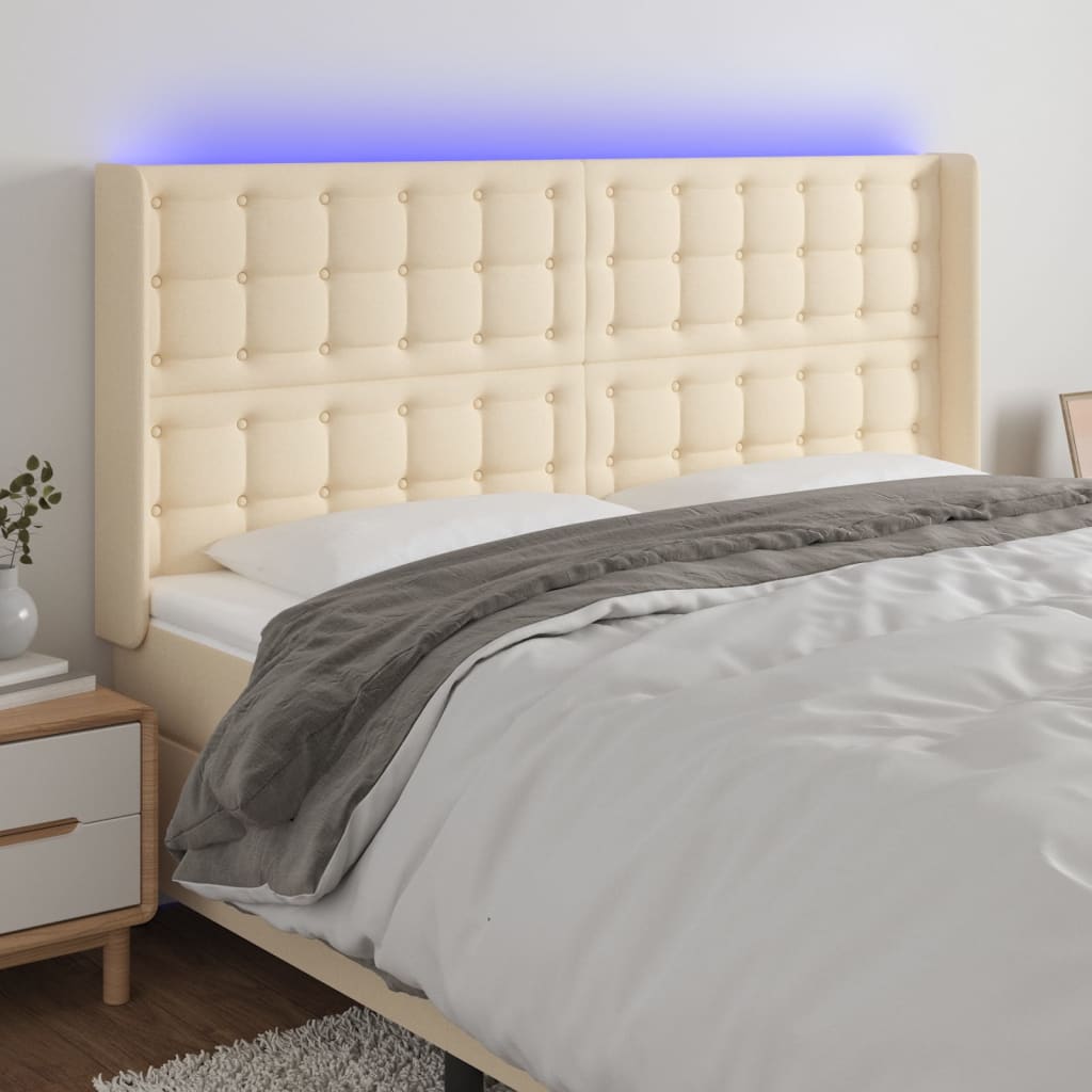 vidaXL Hoofdbord LED 83x16x78/88 cm stof lichtgrijs