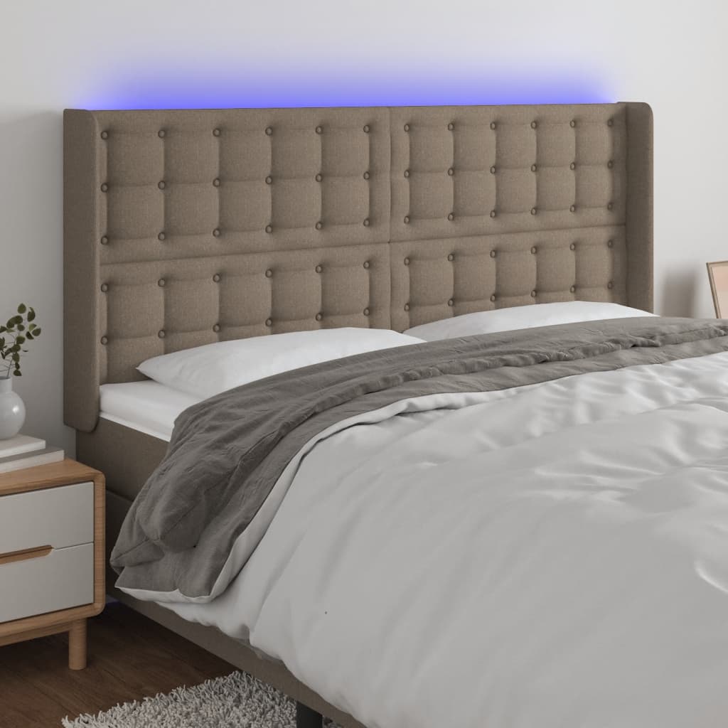 vidaXL Hoofdbord LED 83x16x78/88 cm stof lichtgrijs