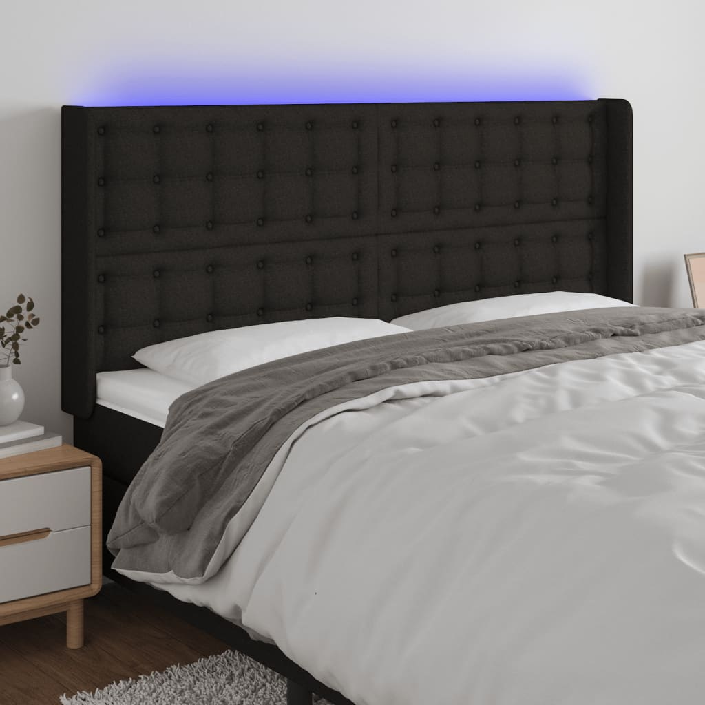 vidaXL Hoofdbord LED 83x16x78/88 cm stof lichtgrijs