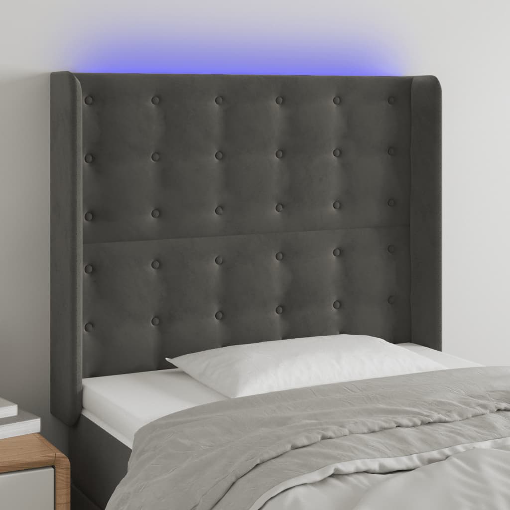 vidaXL Hoofdbord LED 83x16x78/88 cm fluweel lichtgrijs