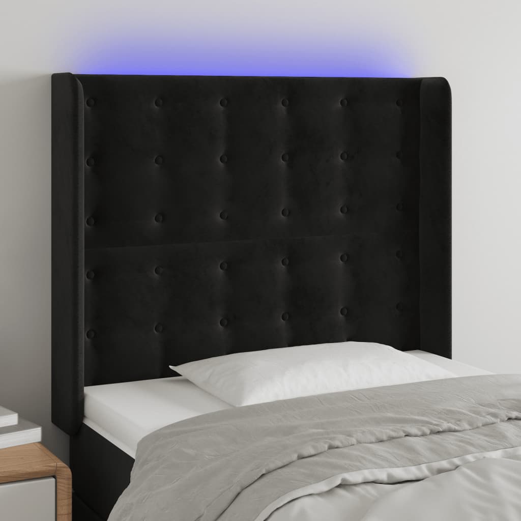 vidaXL Hoofdbord LED 83x16x78/88 cm fluweel lichtgrijs