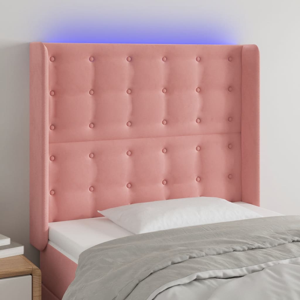 vidaXL Hoofdbord LED 83x16x78/88 cm fluweel lichtgrijs
