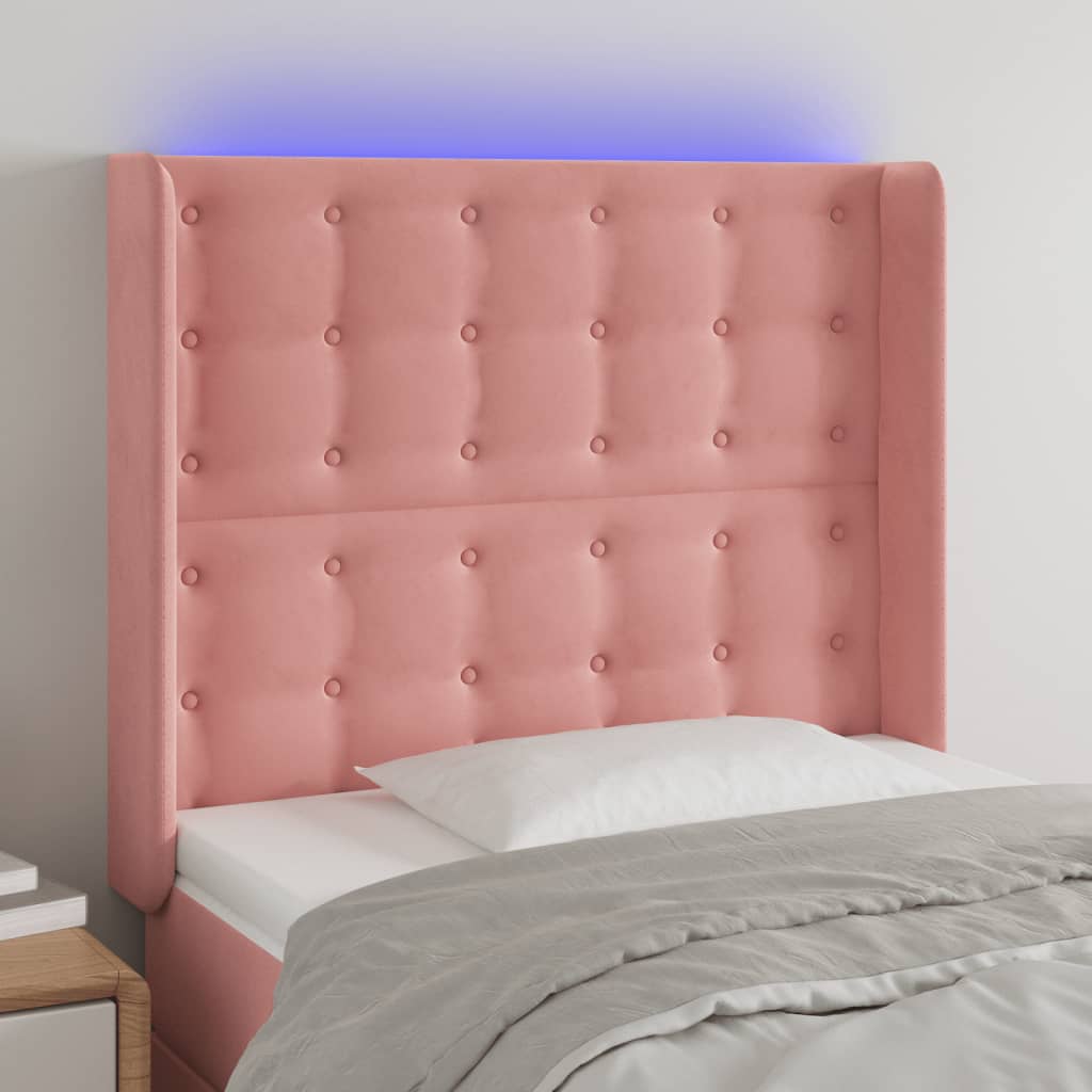vidaXL Hoofdbord LED 83x16x78/88 cm fluweel lichtgrijs