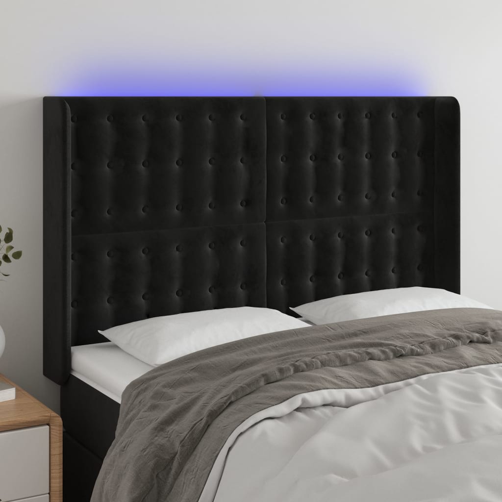 vidaXL Hoofdbord LED 83x16x78/88 cm fluweel lichtgrijs