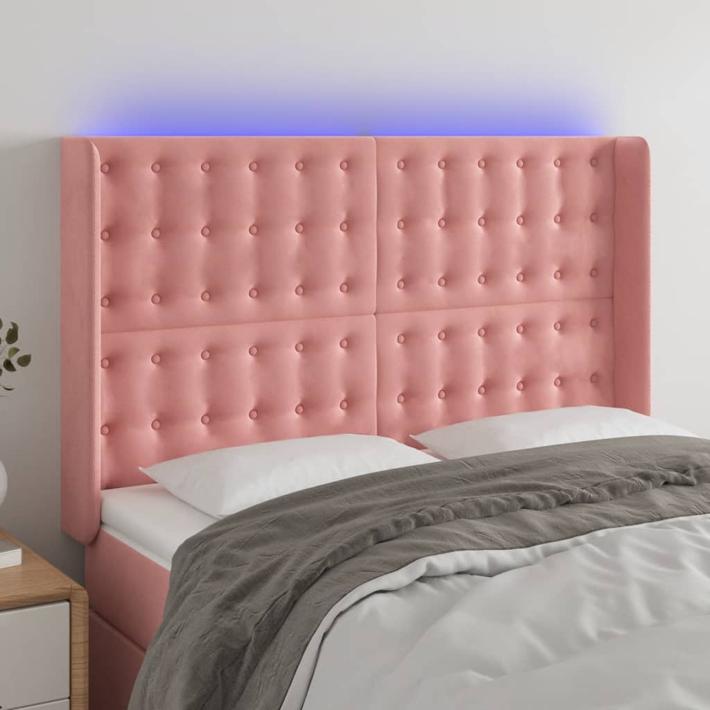 vidaXL Hoofdbord LED 83x16x78/88 cm fluweel lichtgrijs