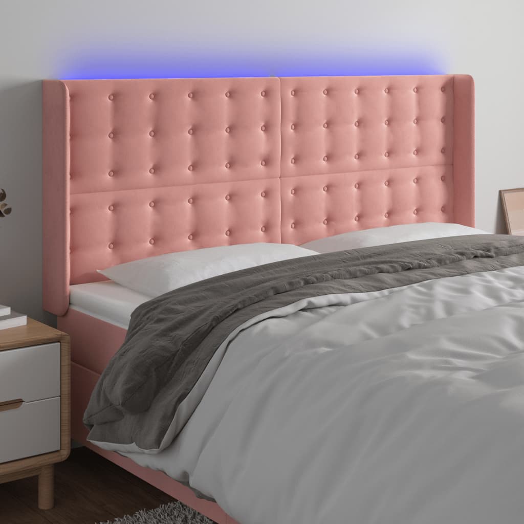 vidaXL Hoofdbord LED 83x16x78/88 cm fluweel lichtgrijs