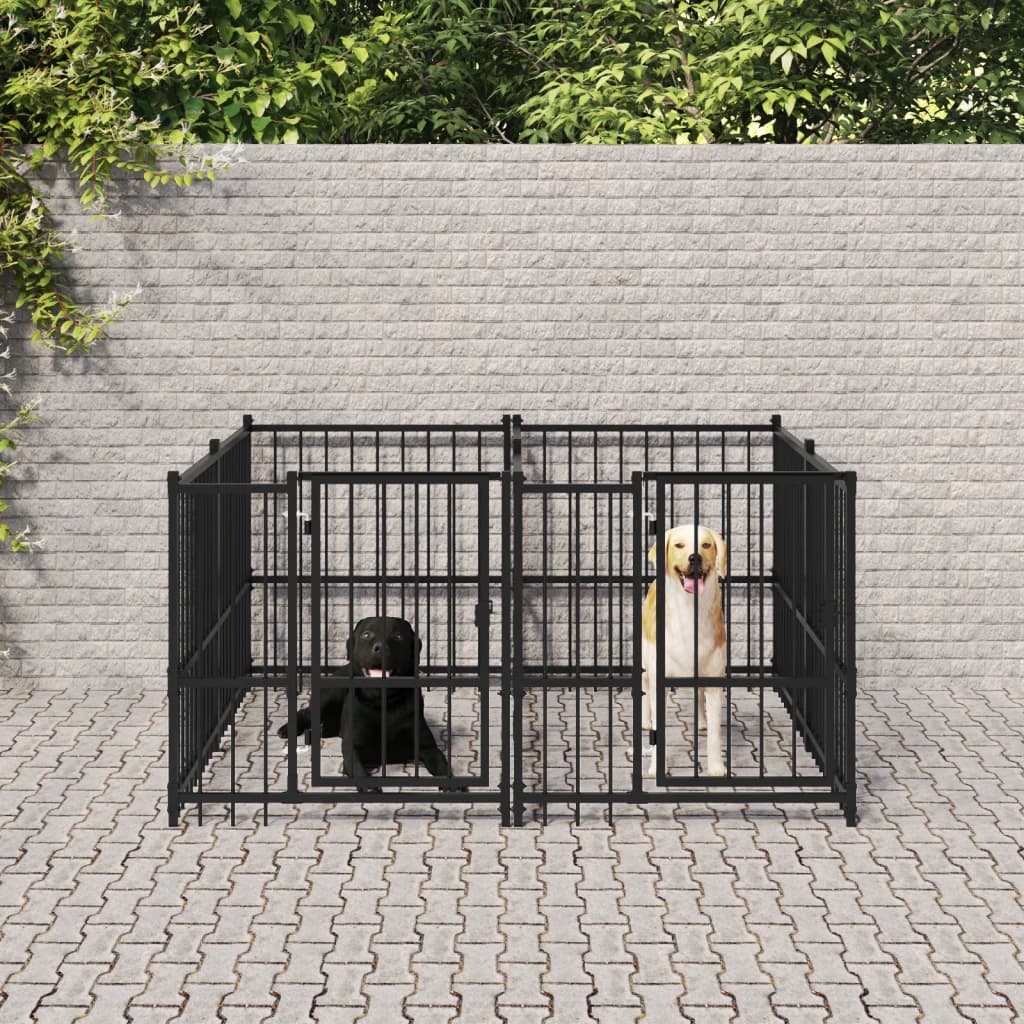 vidaXL Hondenkennel voor buiten 5,63 m² staal